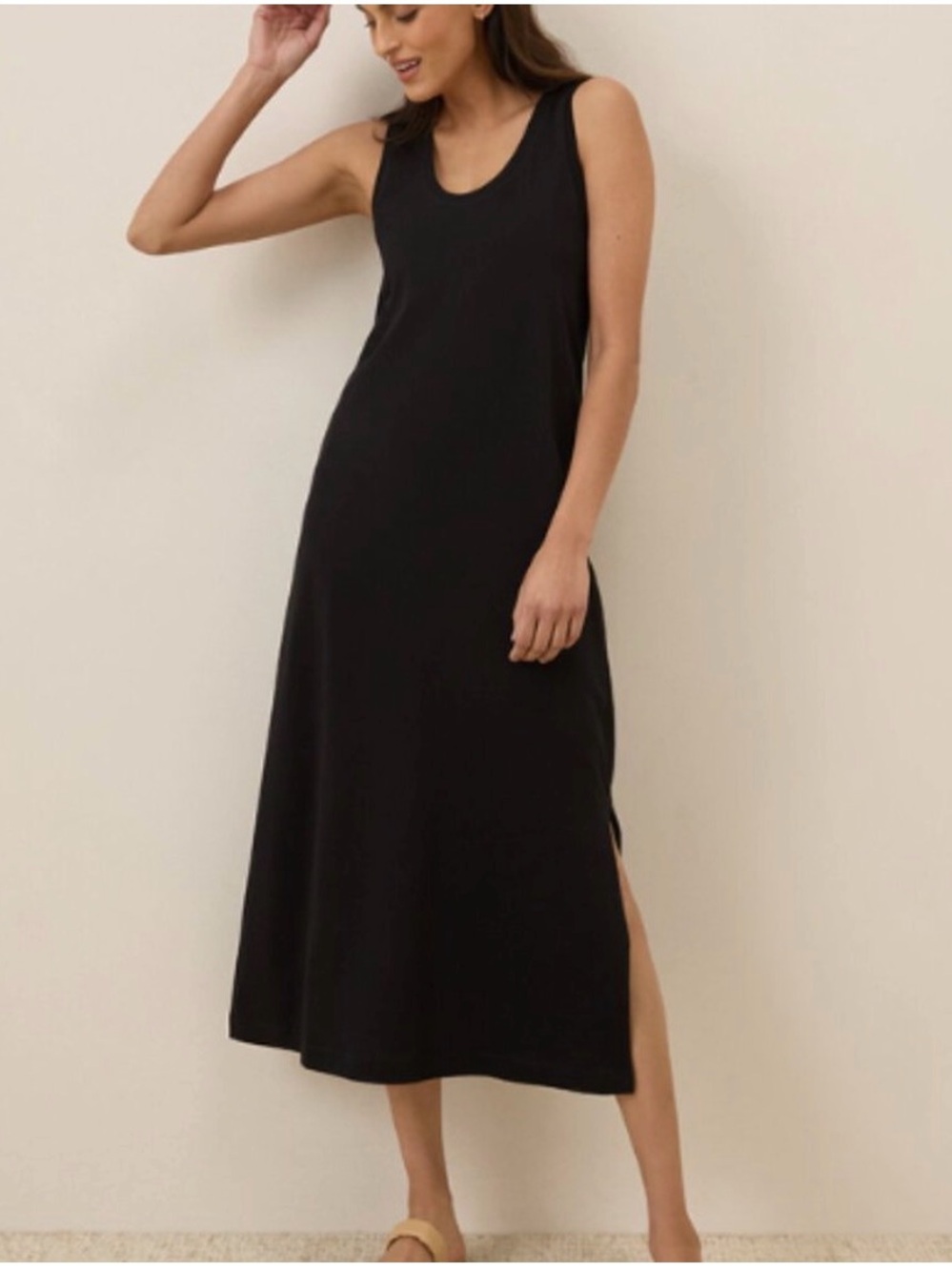Pact Women's Black Softspun Tank Midi Dress Black Large
